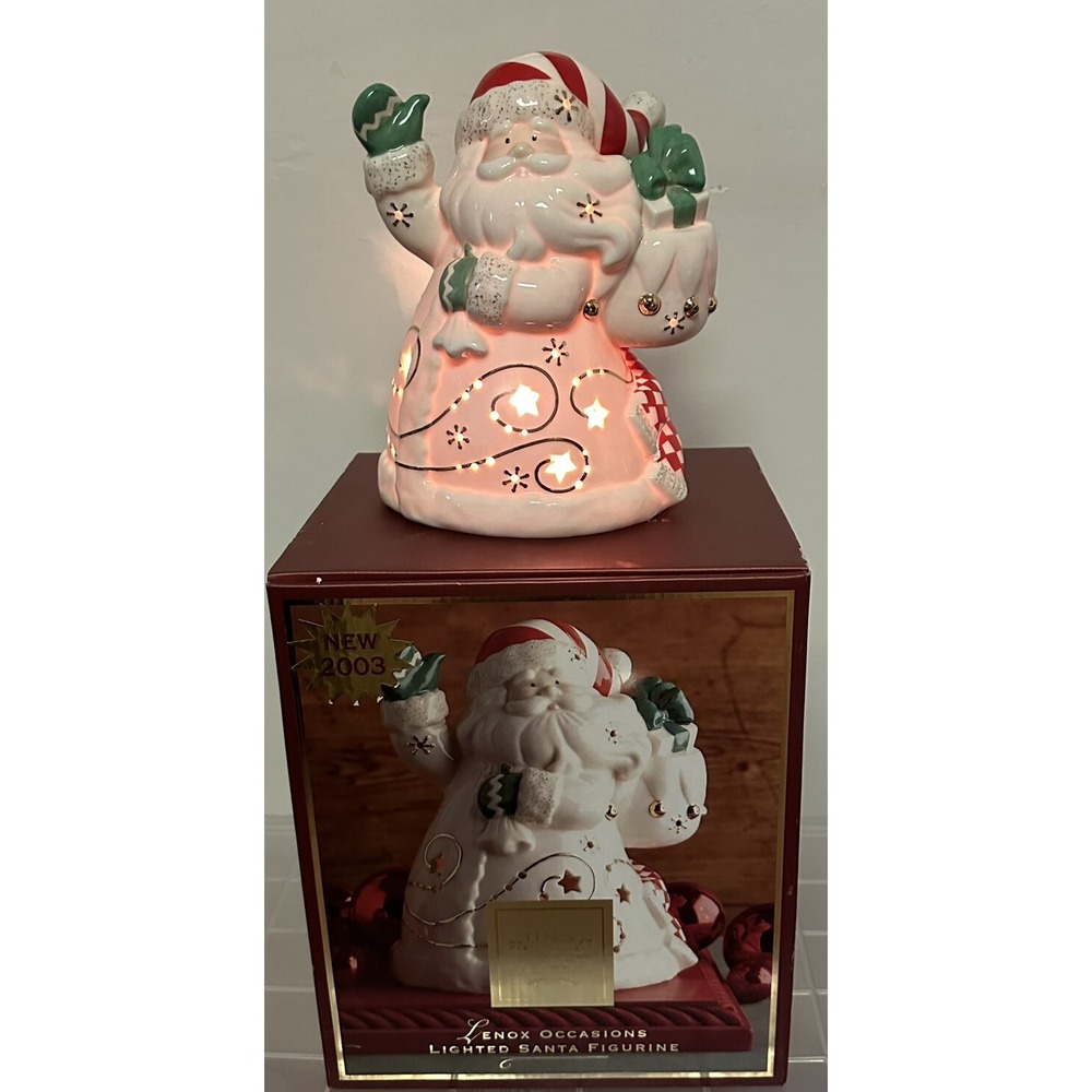 Vintage 2003 Lenox Occasions Christmas Lighted Santa Figurine with Box